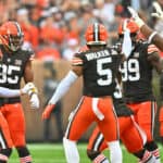 Cleveland Browns celebrate sack