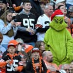CLEVELAND, OHIO - NOVEMBER 05: Fans look on during the first half of the game between the Cleveland Browns and the Arizona Cardinals at Cleveland Browns Stadium on November 05, 2023 in Cleveland, Ohio.