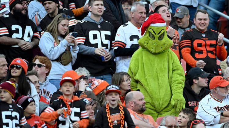 CLEVELAND, OHIO - NOVEMBER 05: Fans look on during the first half of the game between the Cleveland Browns and the Arizona Cardinals at Cleveland Browns Stadium on November 05, 2023 in Cleveland, Ohio.