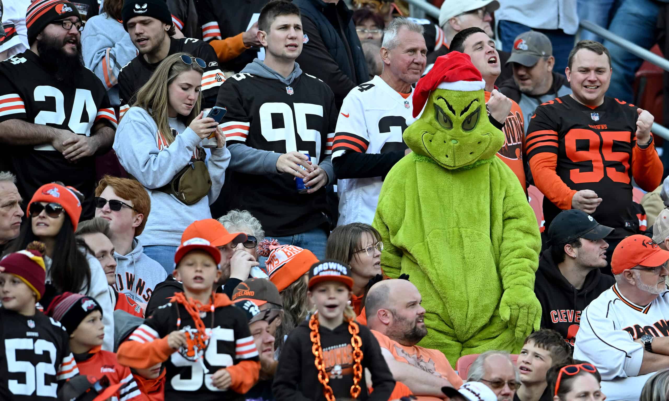 CLEVELAND, OHIO - NOVEMBER 05: Fans look on during the first half of the game between the Cleveland Browns and the Arizona Cardinals at Cleveland Browns Stadium on November 05, 2023 in Cleveland, Ohio.