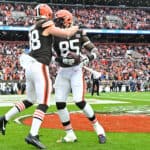 Cleveland Browns players celebrate touchdown