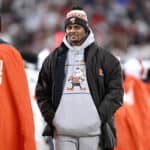 CLEVELAND, OHIO - DECEMBER 28: Deshaun Watson of the Cleveland Browns is seen on the sidelines in the second half against the New York Jets at Cleveland Browns Stadium on December 28, 2023 in Cleveland, Ohio.