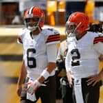 Former Cleveland Browns quarterbacks Brian Hoyer and Johnny Manziel