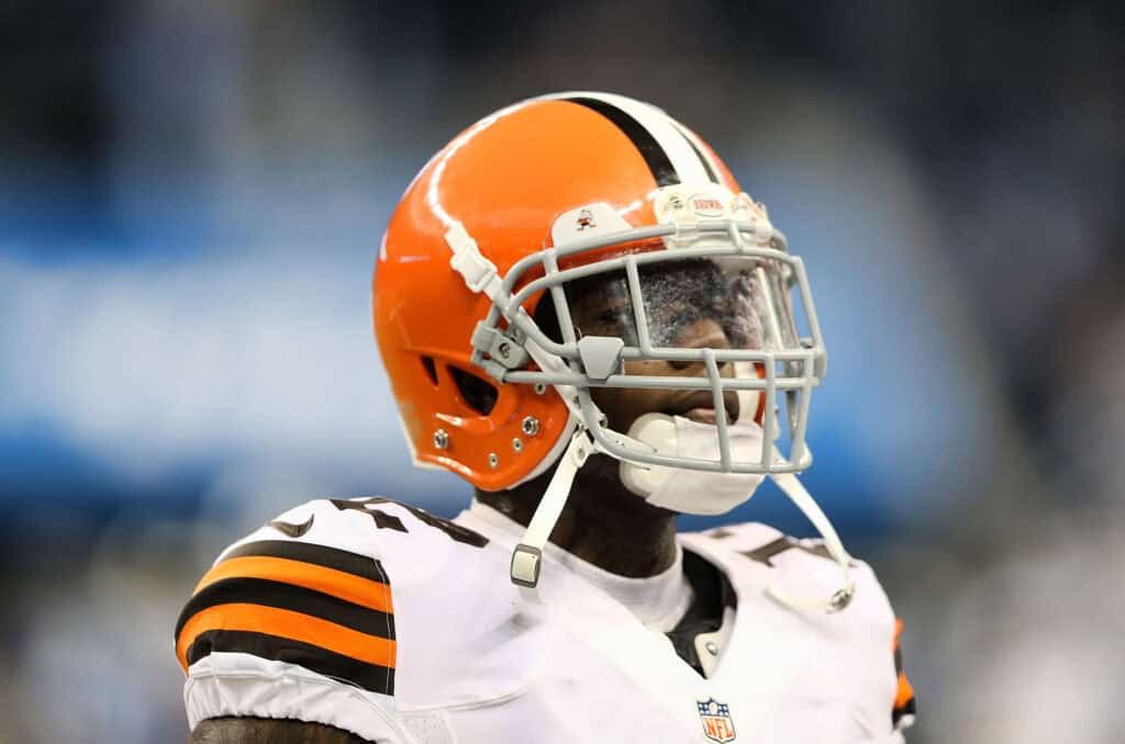 DETROIT, MI - AUGUST 09: Josh Gordon #12 of the Cleveland Browns warms up prior to the start of the preseason game against the Detroit Lions at Ford Field on August 9, 2014 in Detroit, Michigan. The Lions defeated the Browns 13-12 in a preseason game.