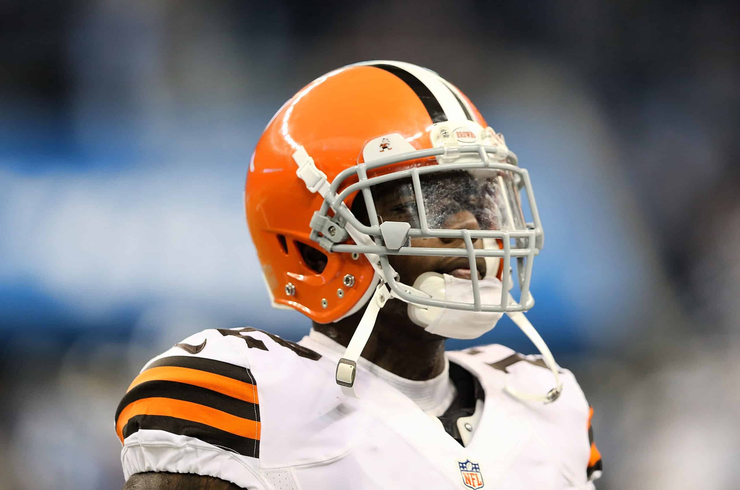 DETROIT, MI - AUGUST 09: Josh Gordon #12 of the Cleveland Browns warms up prior to the start of the preseason game against the Detroit Lions at Ford Field on August 9, 2014 in Detroit, Michigan. The Lions defeated the Browns 13-12 in a preseason game.