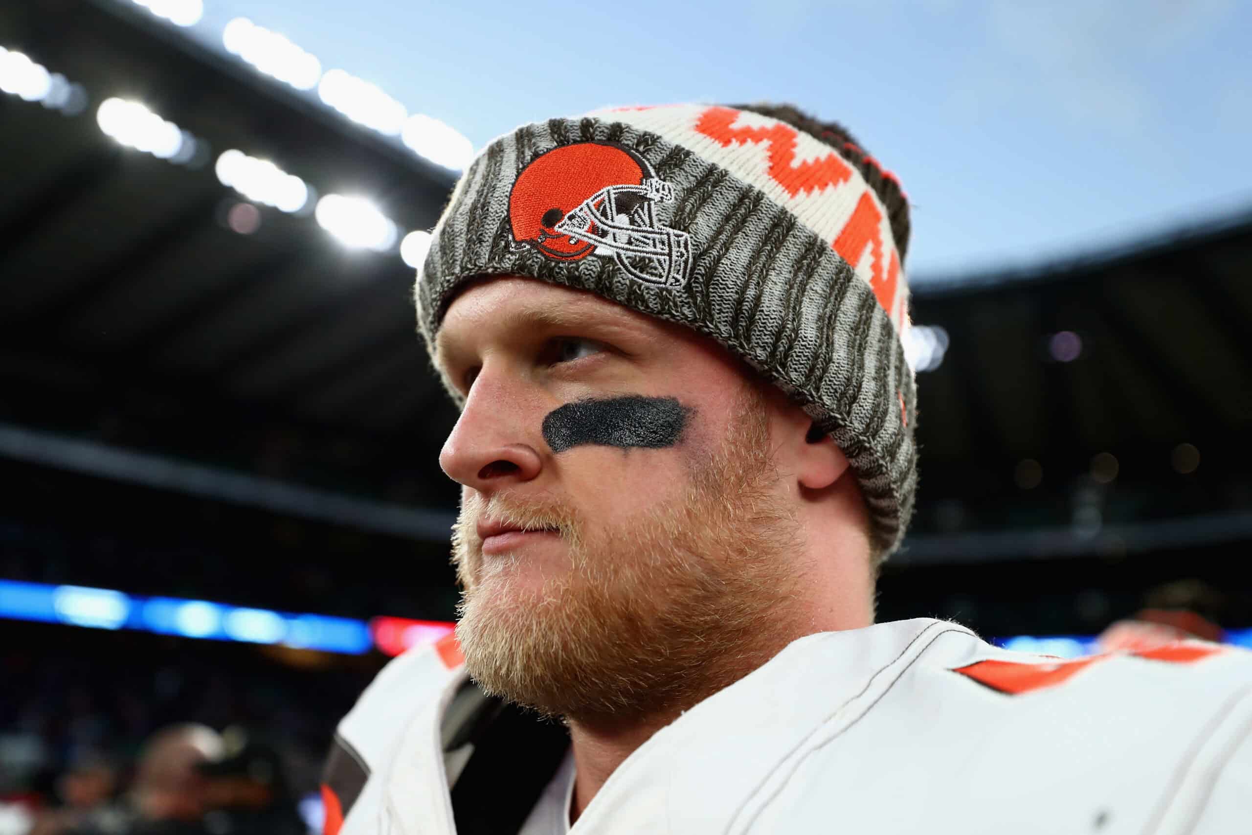 LONDON, ENGLAND - OCTOBER 29: Charley Hughlett of the Cleveland Browns looks on after the NFL International Series match between Minnesota Vikings and Cleveland Browns at Twickenham Stadium on October 29, 2017 in London, England.