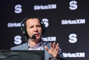 LAS VEGAS, NEVADA - FEBRUARY 07: Ian Rapoport speaks on SiriusXM at Super Bowl LVIII on February 07, 2024 in Las Vegas, Nevada.