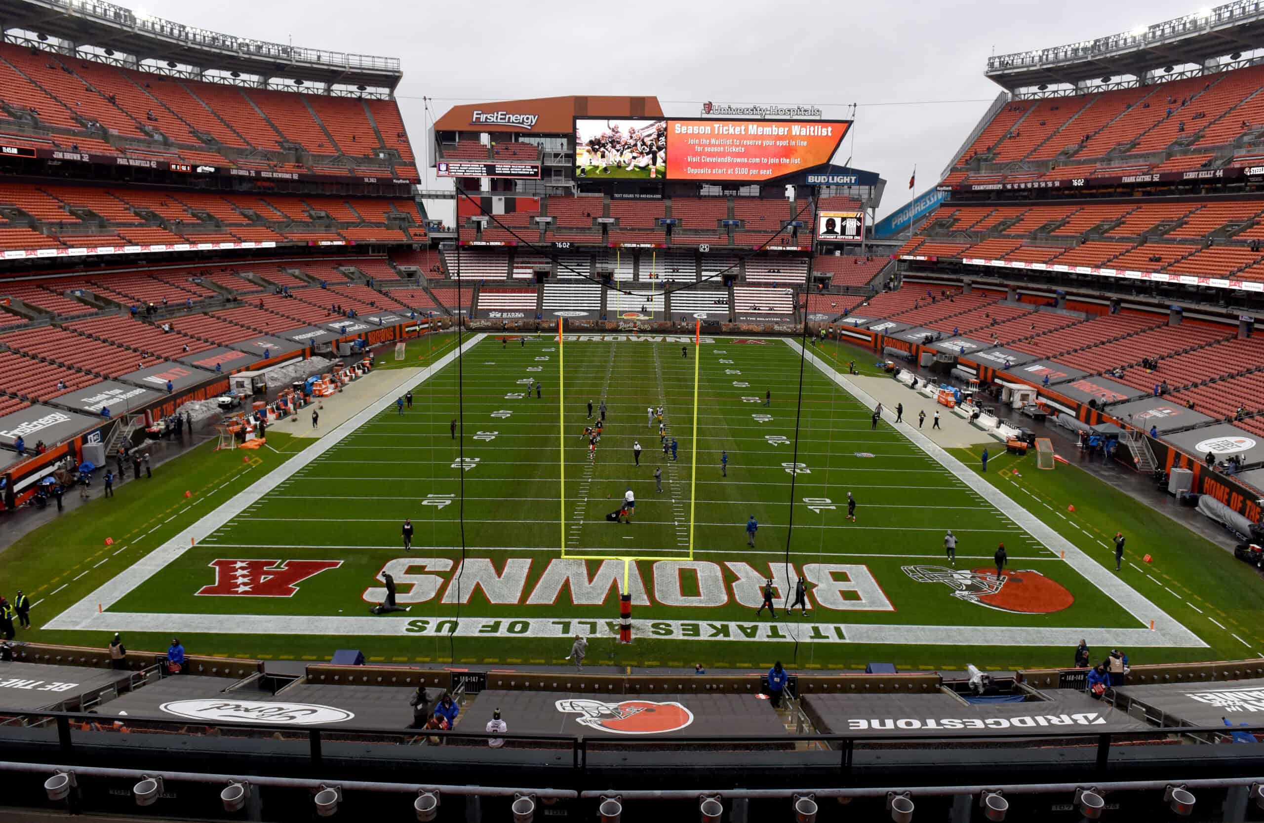 CLEVELAND, OHIO - JANUARY 03: A general view of FirstEnergy Stadium before the game between the Cleveland Browns and the Pittsburgh Steelers on January 03, 2021 in Cleveland, Ohio.