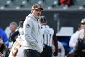 CINCINNATI, OHIO - DECEMBER 22: Head coach Kevin Stefanski of the Cleveland Browns looks on prior to the game against the Cincinnati Bengals at Paycor Stadium on December 22, 2024 in Cincinnati, Ohio.