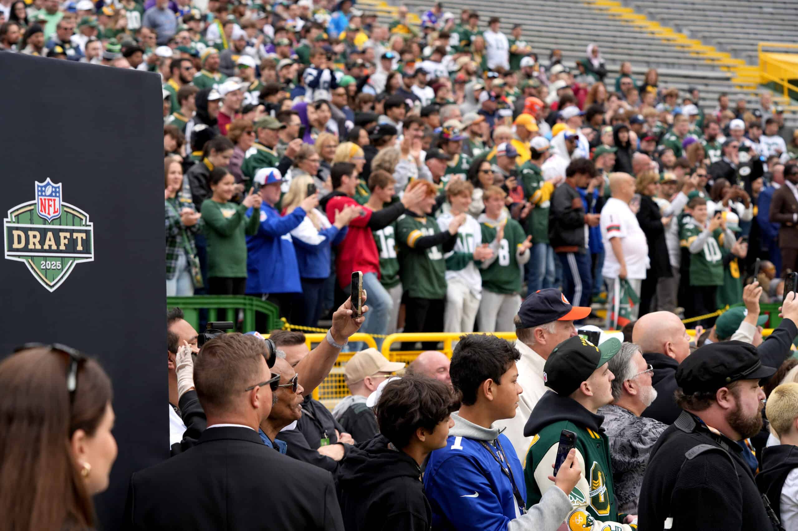 GREEN BAY, WISCONSIN - APRIL 24: Fans attend the 2025 NFL Draft at Lambeau Field on April 24, 2025 in Green Bay, Wisconsin.