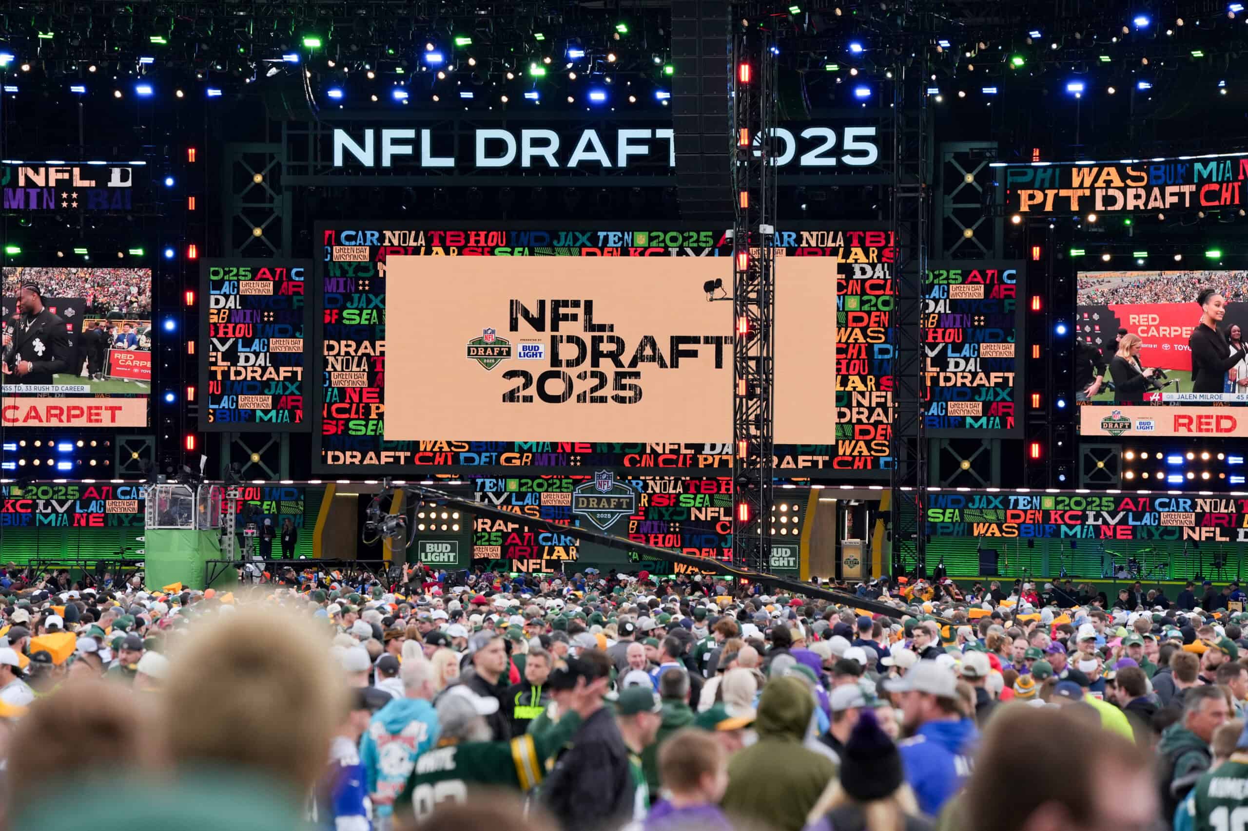 GREEN BAY, WISCONSIN - APRIL 24: Fans attend the 2025 NFL Draft at Lambeau Field on April 24, 2025 in Green Bay, Wisconsin.