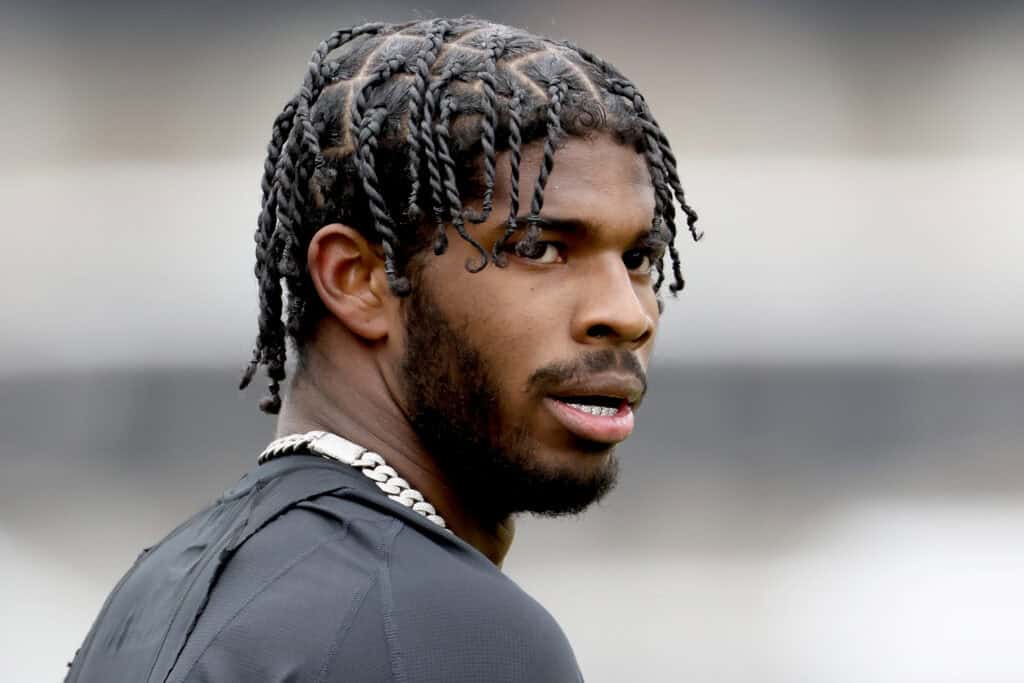 BOULDER, COLORADO - APRIL 22: Quarterback Shedeur Sanders #2 of the Colorado Buffaloes warms up prior to their spring game at Folsom Field on April 22, 2023 in Boulder, Colorado. (