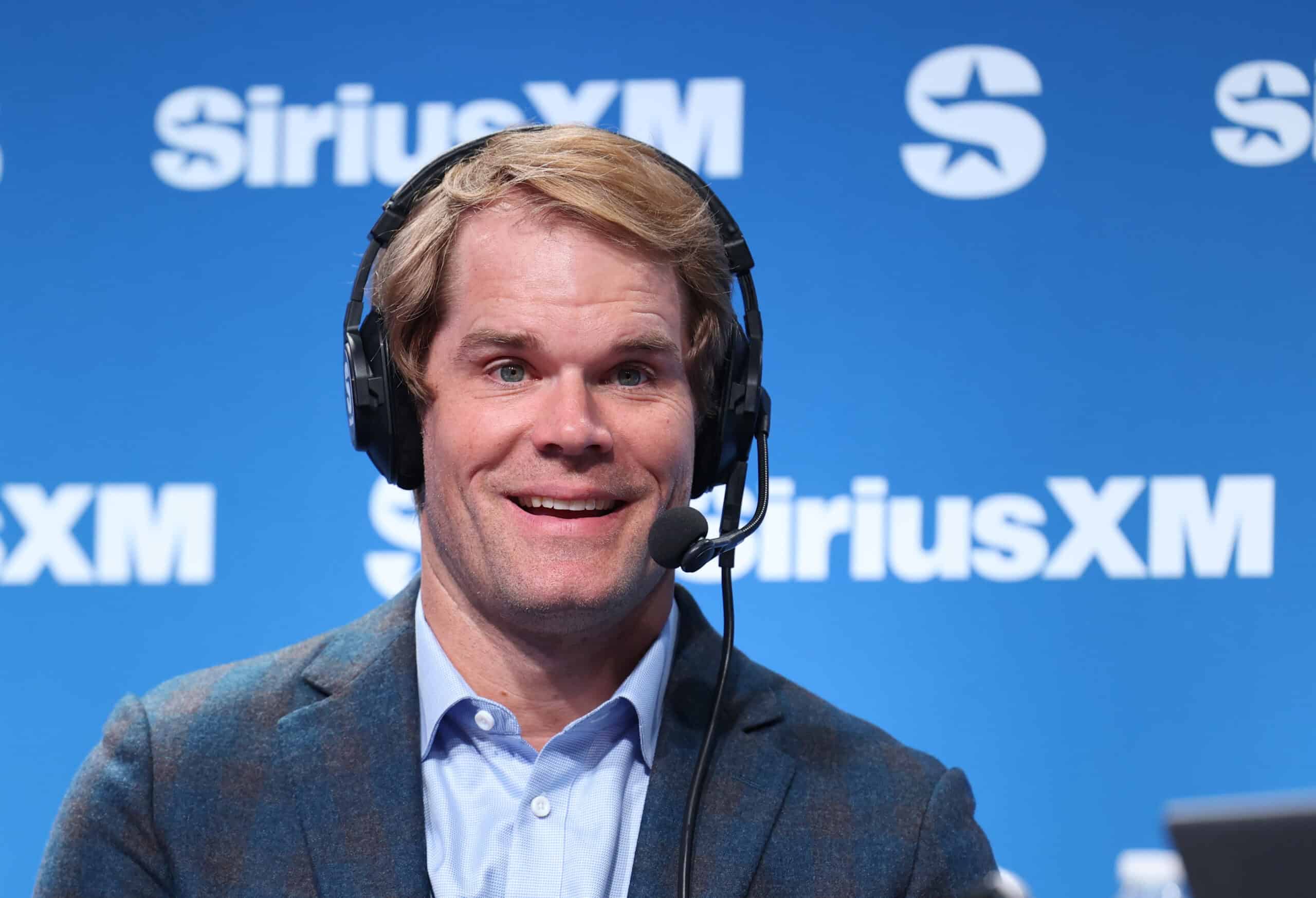 NEW ORLEANS, LOUISIANA - FEBRUARY 05: Greg Olsen speaks on SiriusXM at Super Bowl LIX on February 05, 2025 in New Orleans, Louisiana.