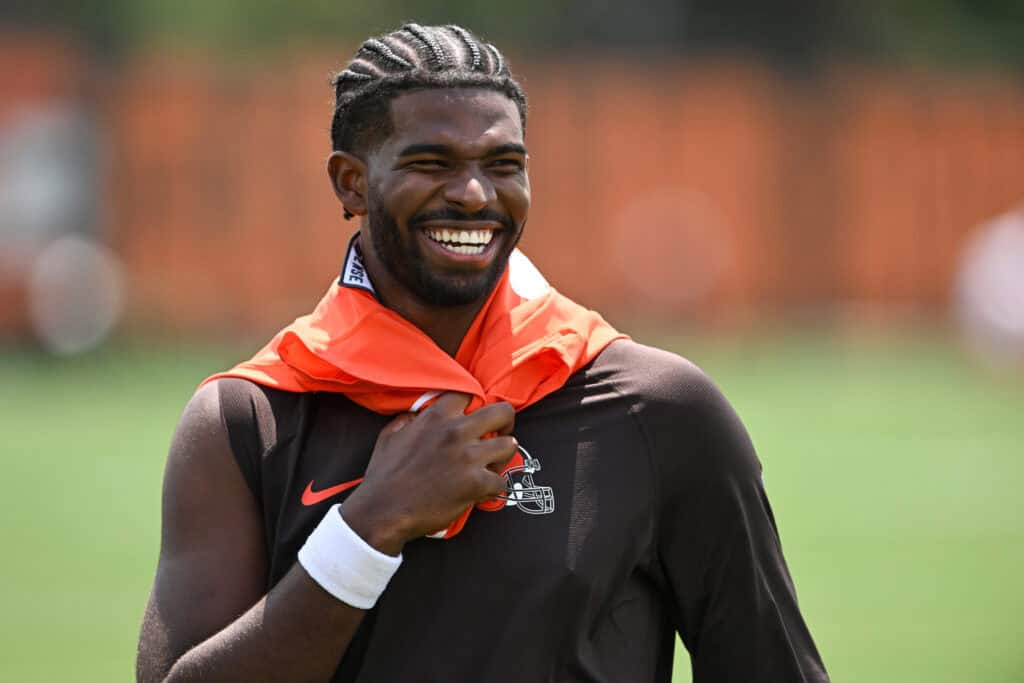 BEREA, OHIO - JUNE 10: Shedeur Sanders #12 of the Cleveland Browns walks off the field after Cleveland Browns mandatory minicamp at CrossCountry Mortgage Campus on June 10, 2025 in Berea, Ohio.