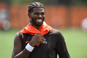 BEREA, OHIO - JUNE 10: Shedeur Sanders #12 of the Cleveland Browns walks off the field after Cleveland Browns mandatory minicamp at CrossCountry Mortgage Campus on June 10, 2025 in Berea, Ohio.