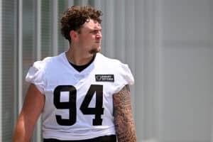 BEREA, OHIO - JUNE 04: Mason Graham #94 of the Cleveland Browns walks off the field after Cleveland Browns OTA offseason workouts at CrossCountry Mortgage Campus on June 04, 2025 in Berea, Ohio.