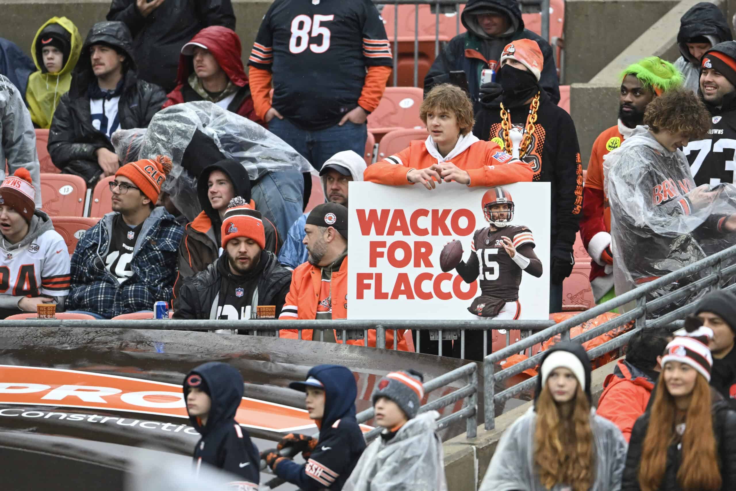 CLEVELAND, OHIO - DECEMBER 17: Cleveland Browns fans look on during a game against the Chicago Bears at Cleveland Browns Stadium on December 17, 2023 in Cleveland, Ohio.