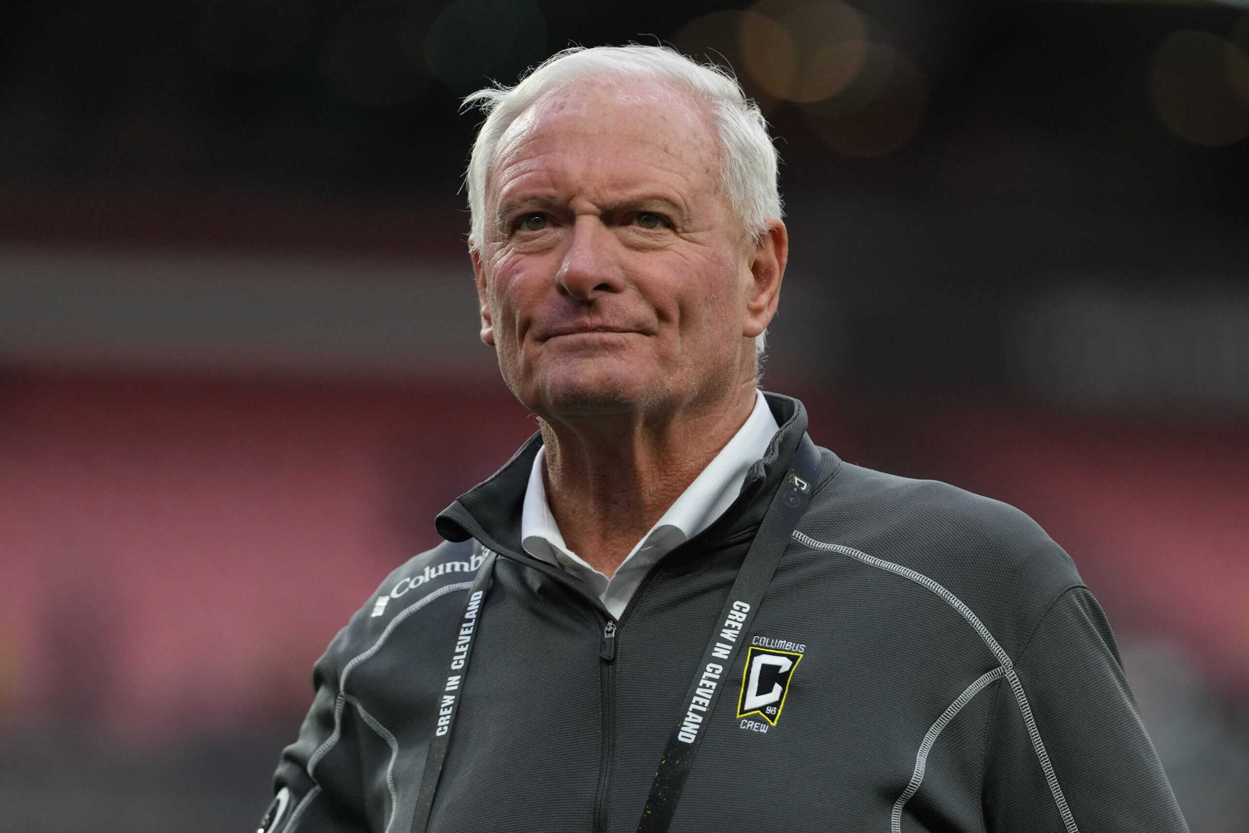 CLEVELAND, OHIO - APRIL 19: Jimmy Haslam, owner Columbus Crew looks on after the MLS match between Columbus Crew and Inter Miami CF at Huntington Bank Field on April 19, 2025 in Cleveland, Ohio.