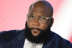 SANTA CLARA, CALIFORNIA - SEPTEMBER 09: Marcus Spears, ESPN analyst, looks on before the New York Jets take on the San Francisco 49ers at Levi's Stadium on September 09, 2024 in Santa Clara, California.