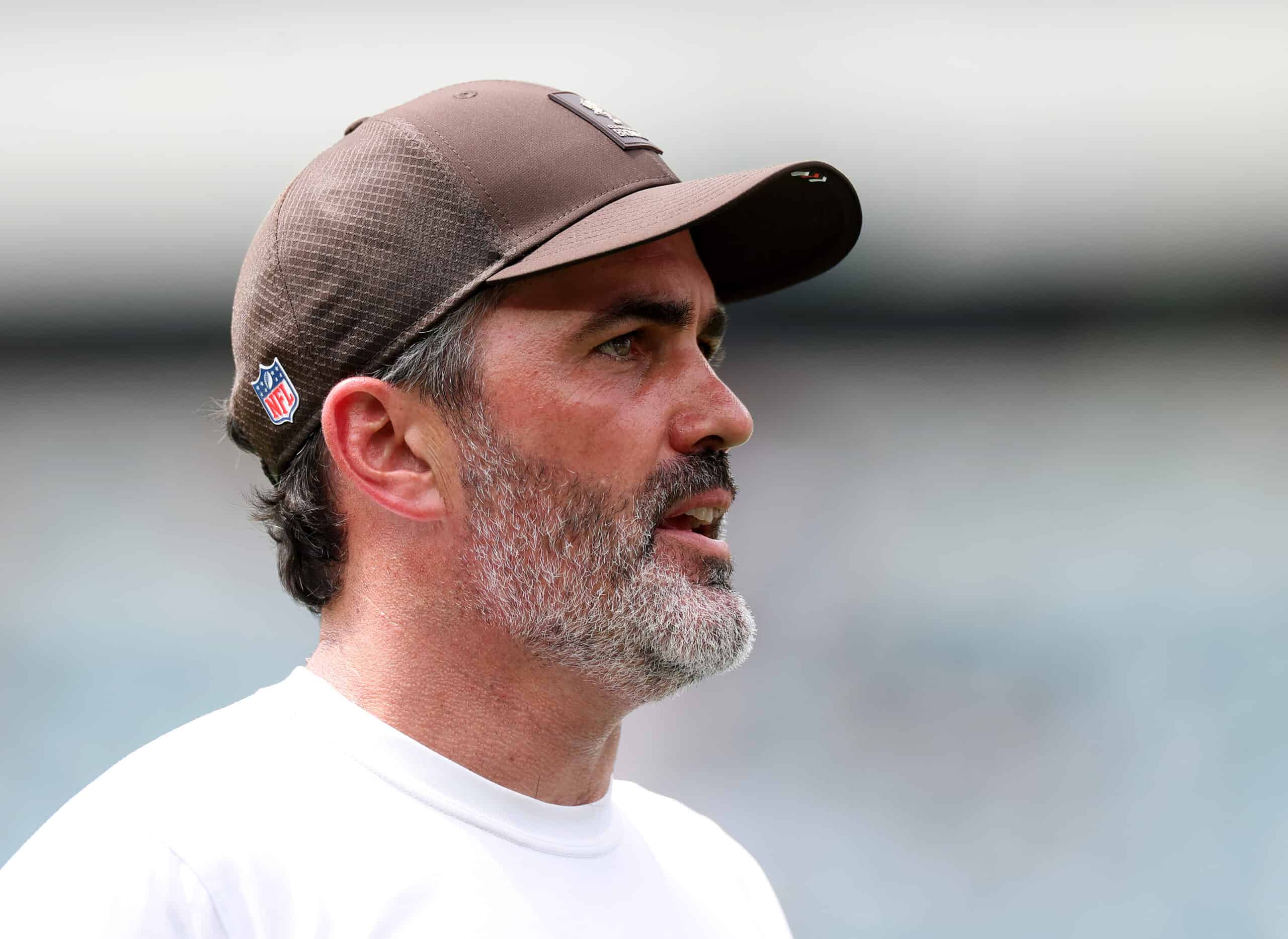 PHILADELPHIA, PENNSYLVANIA - AUGUST 16: Head coach Kevin Stefanski of the Cleveland Browns looks on before the NFL Preseason 2025 game between Cleveland Browns and Philadelphia Eagles at Lincoln Financial Field on August 16, 2025 in Philadelphia, Pennsylvania.