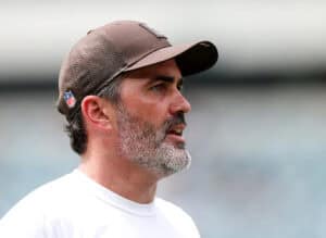 PHILADELPHIA, PENNSYLVANIA - AUGUST 16: Head coach Kevin Stefanski of the Cleveland Browns looks on before the NFL Preseason 2025 game between Cleveland Browns and Philadelphia Eagles at Lincoln Financial Field on August 16, 2025 in Philadelphia, Pennsylvania.