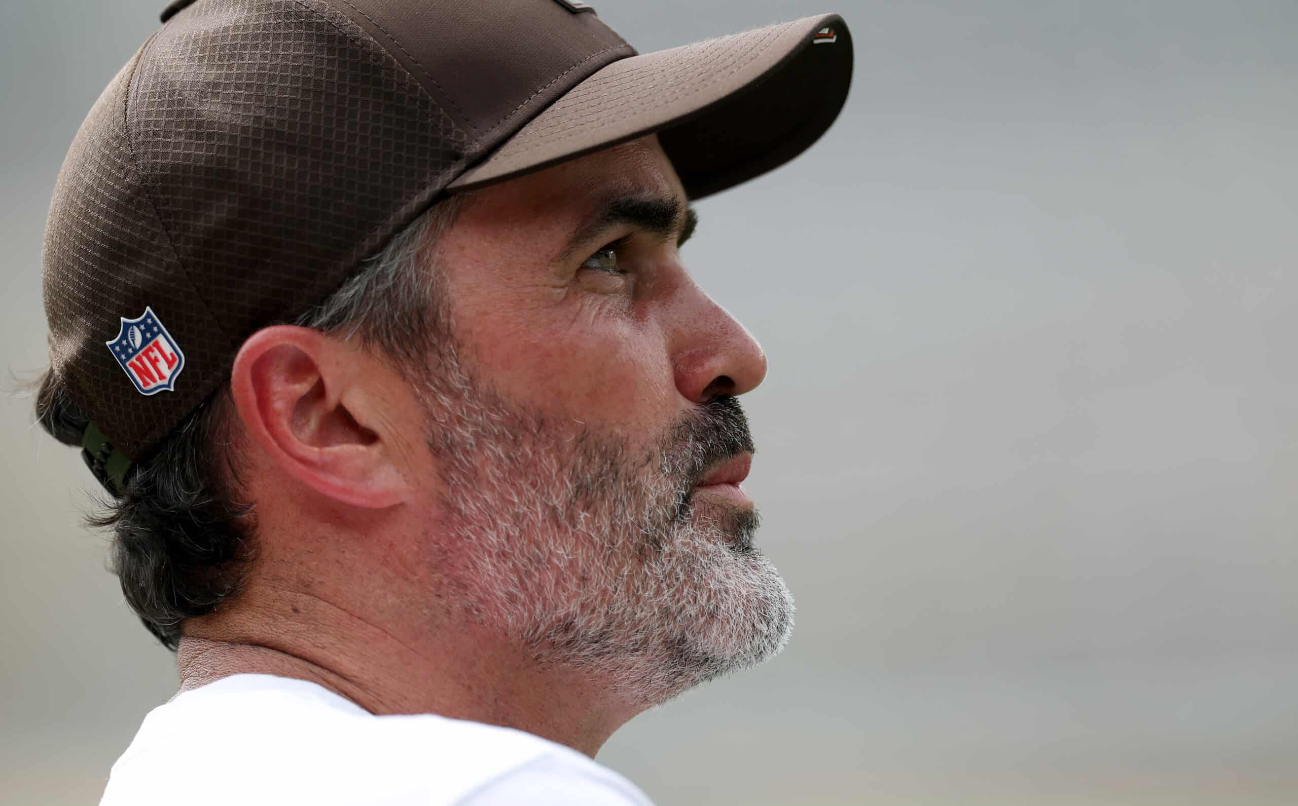 PHILADELPHIA, PENNSYLVANIA - AUGUST 16: Head coach Kevin Stefanski of the Cleveland Browns looks on before the NFL Preseason 2025 game between Cleveland Browns and Philadelphia Eagles at Lincoln Financial Field on August 16, 2025 in Philadelphia, Pennsylvania.