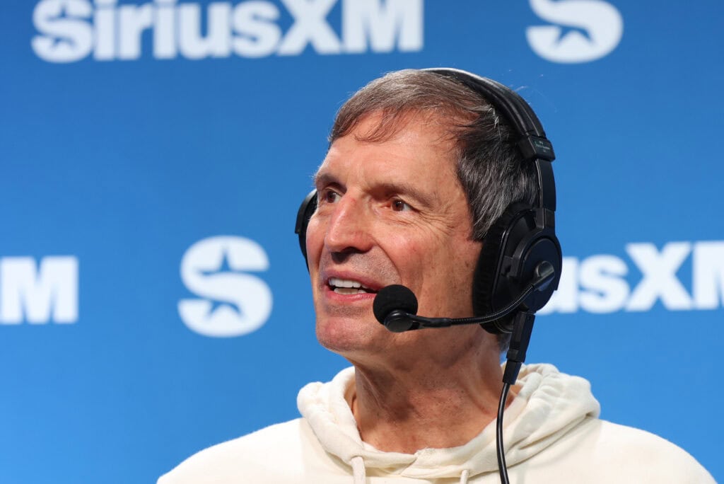NEW ORLEANS, LOUISIANA - FEBRUARY 05: Bernie Kosar speaks on SiriusXM at Super Bowl LIX on February 05, 2025 in New Orleans, Louisiana.