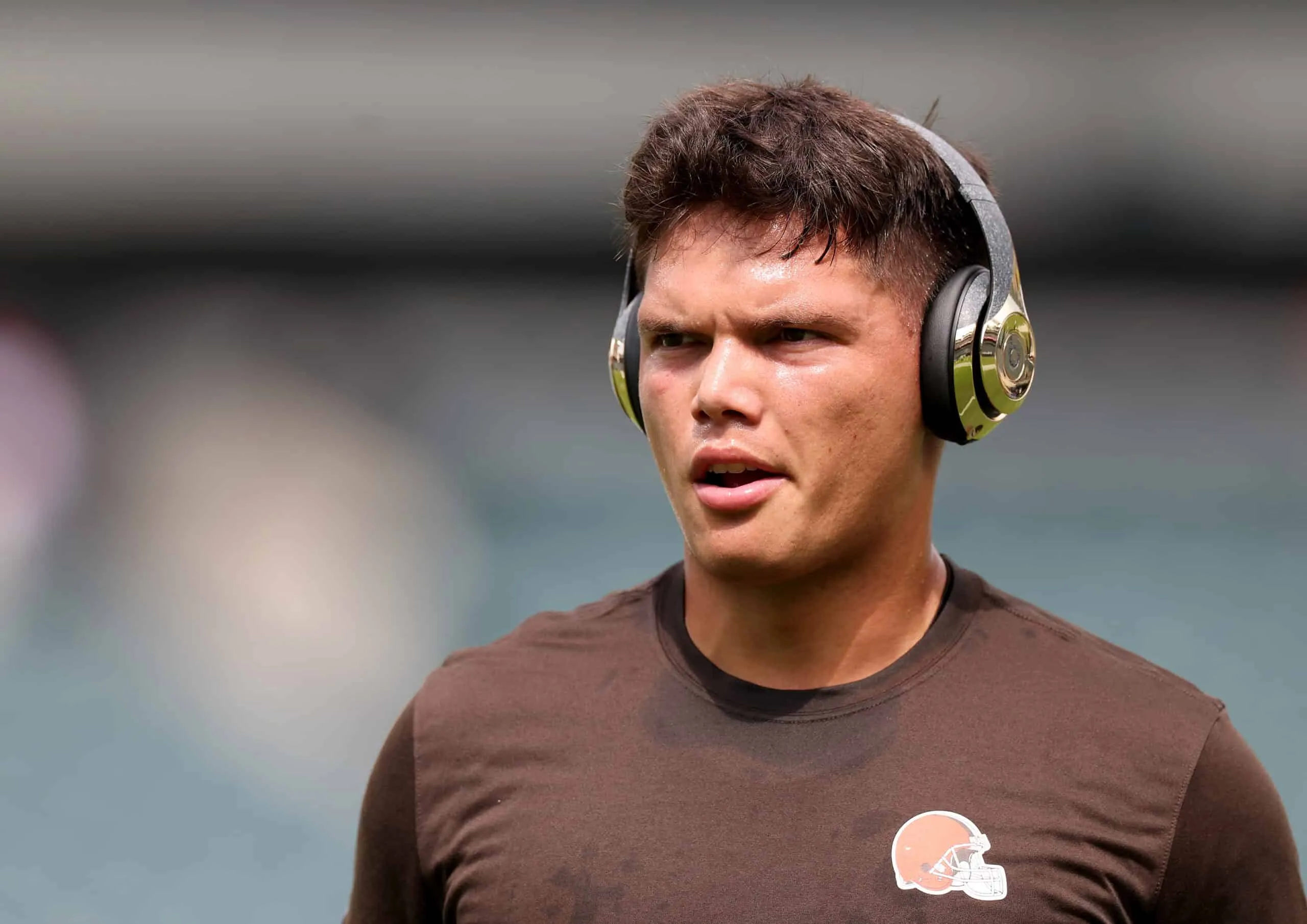 PHILADELPHIA, PENNSYLVANIA - AUGUST 16: Dillon Gabriel #5 of the Cleveland Browns walks on the field before the NFL Preseason 2025 game between Cleveland Browns and Philadelphia Eagles at Lincoln Financial Field on August 16, 2025 in Philadelphia, Pennsylvania.