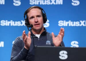 NEW ORLEANS, LOUISIANA - FEBRUARY 06: Drew Brees speaks on SiriusXM at Super Bowl LIX on February 06, 2025 in New Orleans, Louisiana.