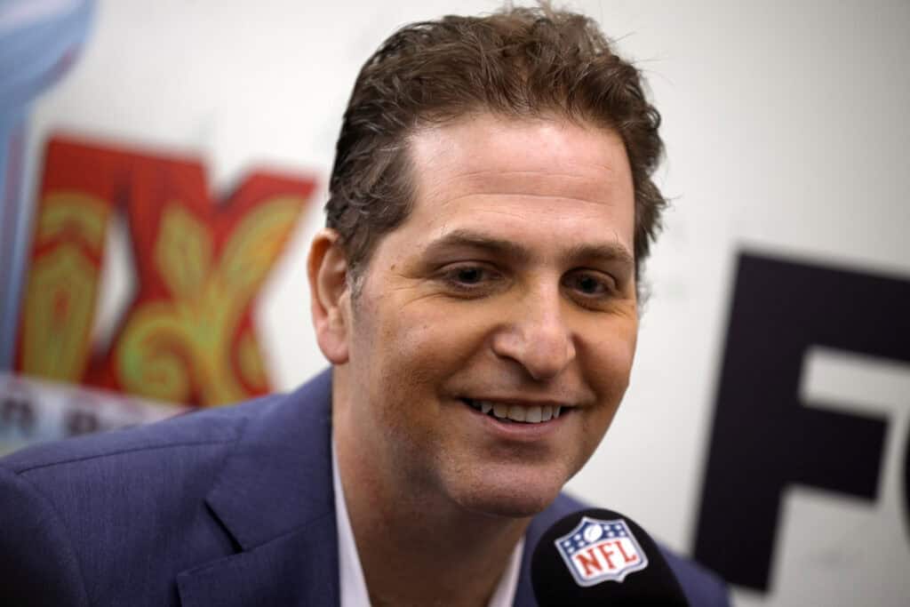 NEW ORLEANS, LOUISIANA - FEBRUARY 06: NFL Insider and NFL Reporter, Peter Schrager, speaks to media during FOX Sports Media Day at Ernest N. Morial Convention Center on February 06, 2025 in New Orleans, Louisiana.