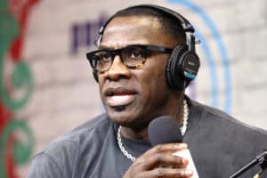 NEW ORLEANS, LOUISIANA - FEBRUARY 05: Former NFL player Shannon Sharpe is seen on the set of The NFL Network along Radio Row on February 05, 2025 in New Orleans, Louisiana.