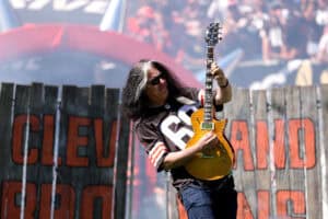CLEVELAND, OHIO - SEPTEMBER 07: A guitar player helps bring the Cleveland Browns to the field to play the Cincinnati Bengals at Huntington Bank Field on September 07, 2025 in Cleveland, Ohio.