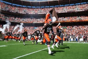 CLEVELAND, OHIO - SEPTEMBER 07: The Cleveland Browns take the field to play the Cincinnati Bengals at Huntington Bank Field on September 07, 2025 in Cleveland, Ohio.