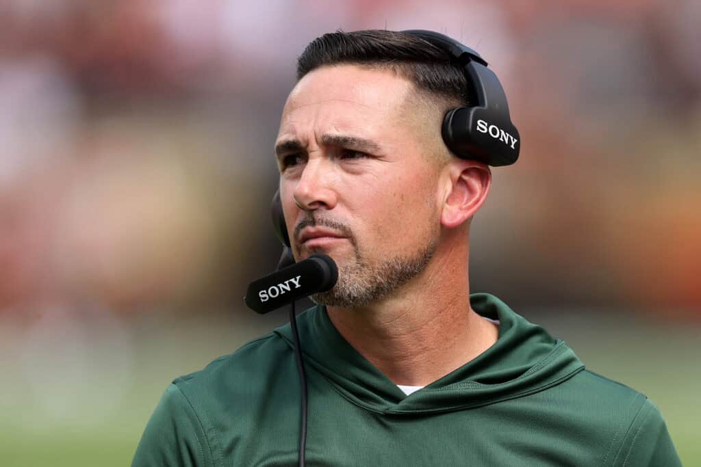 CLEVELAND, OHIO - SEPTEMBER 21: Head coach Matt LaFleur of the Green Bay Packers looks on during the second quarter against the Cleveland Browns at Huntington Bank Field on September 21, 2025 in Cleveland, Ohio.
