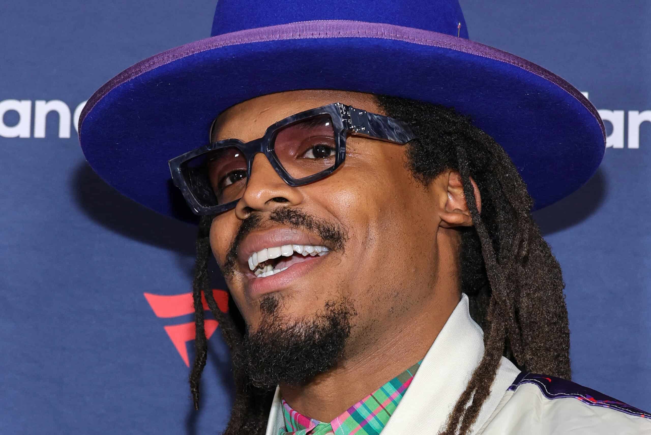 LAS VEGAS, NEVADA - FEBRUARY 10: Cam Newton attends Michael Rubin's Fanatics Super Bowl party at the Marquee Nightclub at The Cosmopolitan of Las Vegas on February 10, 2024 in Las Vegas, Nevada.