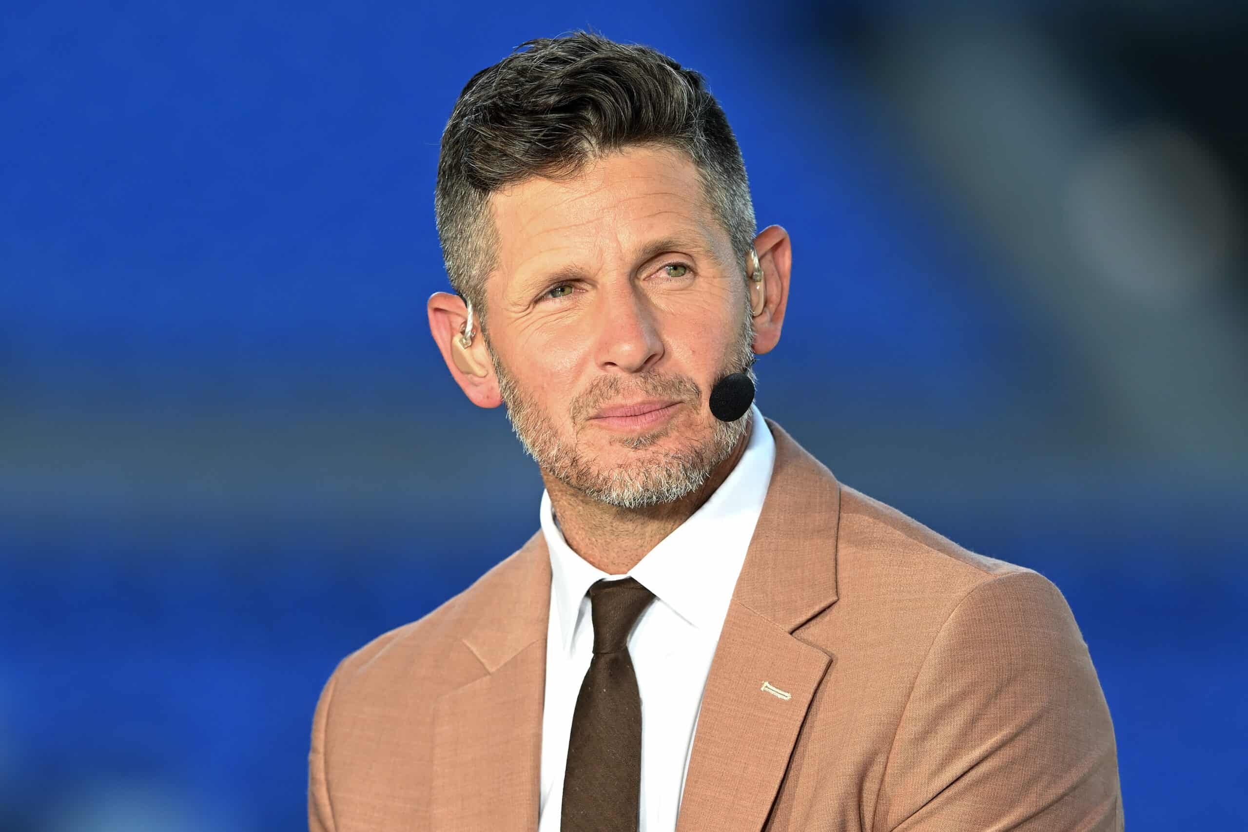 BALTIMORE, MARYLAND - SEPTEMBER 22: ESPN Broadcaster Dan Orlovsky speaks before the game between the Baltimore Ravens and the Detroit Lions at M&T Bank Stadium on September 22, 2025 in Baltimore, Maryland.