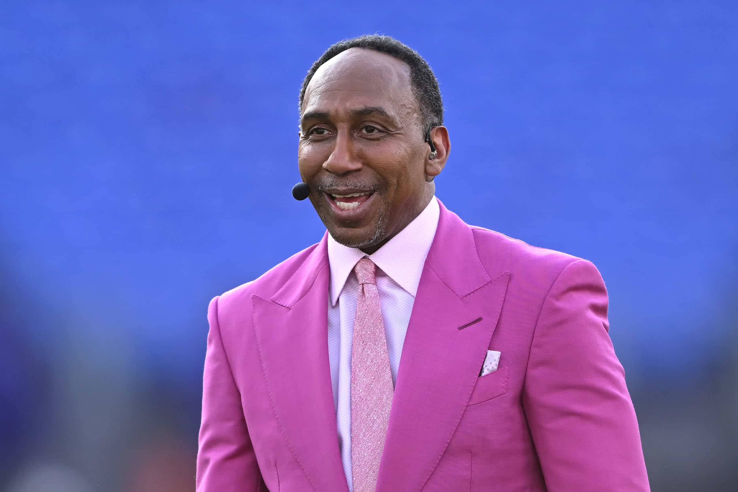 BALTIMORE, MARYLAND - SEPTEMBER 22: ESPN Broadcaster Stephen A. Smith reacts before the game between the Baltimore Ravens and the Detroit Lions at M&T Bank Stadium on September 22, 2025 in Baltimore, Maryland.