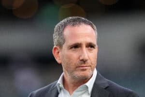 PHILADELPHIA, PENNSYLVANIA - SEPTEMBER 04: General manager Howie Roseman of the Philadelphia Eagles looks on prior to the game against the Dallas Cowboys at Lincoln Financial Field on September 04, 2025 in Philadelphia, Pennsylvania.