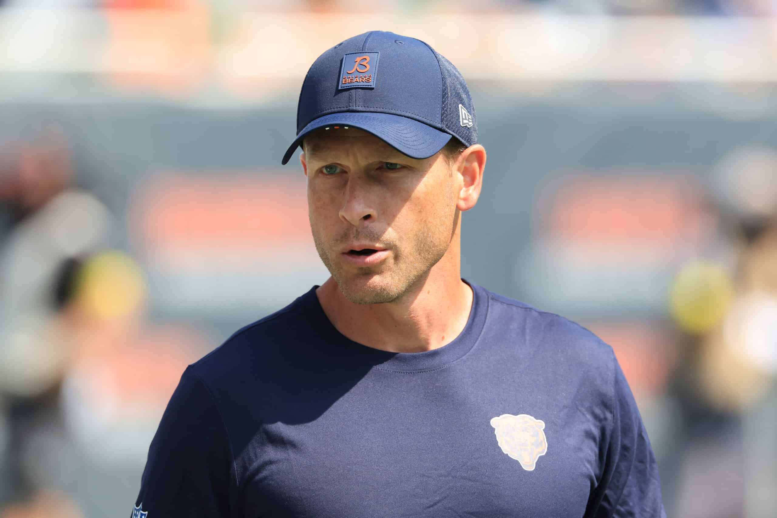 CHICAGO, ILLINOIS - AUGUST 10: Head coach Ben Johnson of the Chicago Bears walks onto the field prior to the game against the Miami Dolphins during the NFL Preseason 2025 game at Soldier Field on August 10, 2025 in Chicago, Illinois.