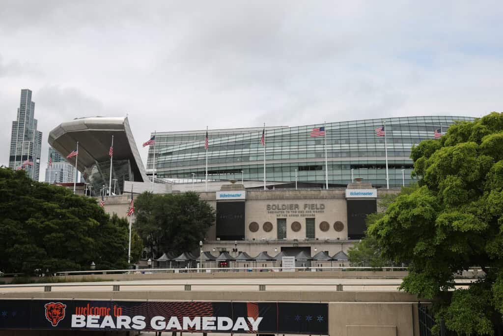 CHICAGO, ILLINOIS - AUGUST 17: A general view of Solider Field prior to the NFL Preseason 2025 game between Buffalo Bills and Chicago Bears at Soldier Field on August 17, 2025 in Chicago, Illinois.