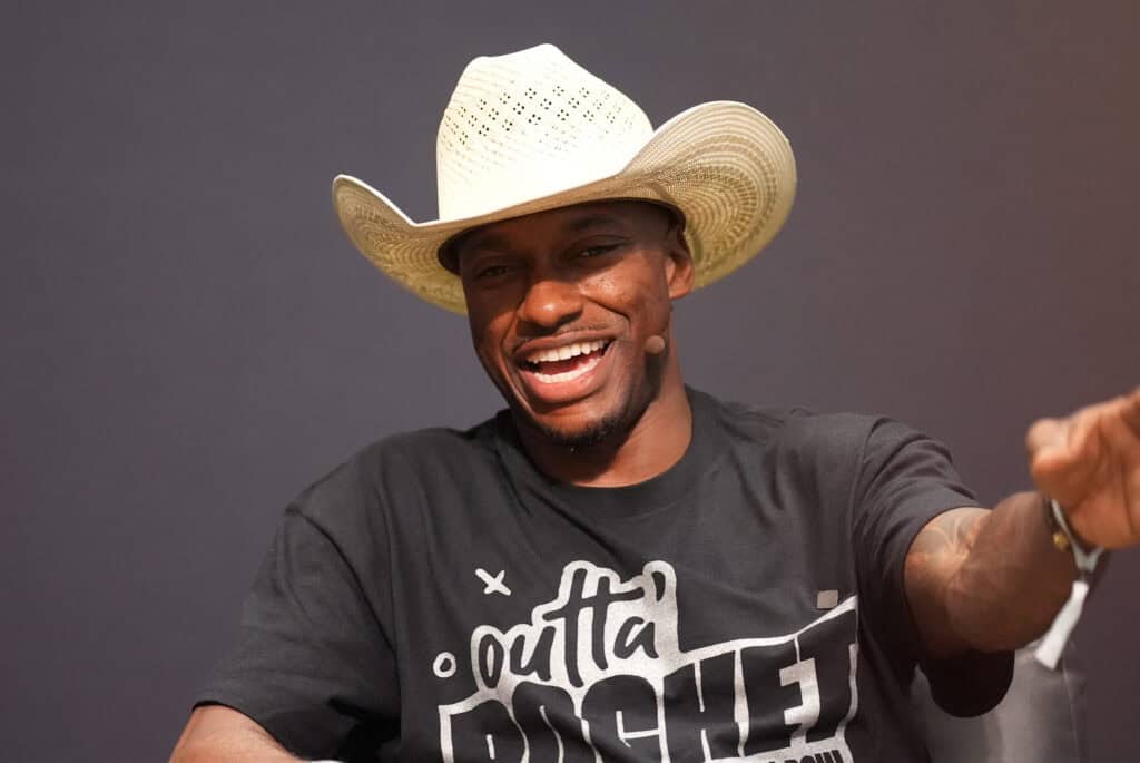 NEW YORK, NEW YORK - JUNE 20: Robert Griffin III speaks onstage at Fanatics Fest NYC 2025 at Javits Center on June 20, 2025 in New York City.