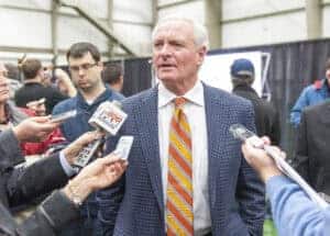 BEREA, OH - JANUARY 23: Cleveland Browns owner Jimmy Haslam fields questions from the media during a press conference to announce the team's new head coach Mike Pettine at the Browns training facility on January 23, 2014 in Berea, Ohio.