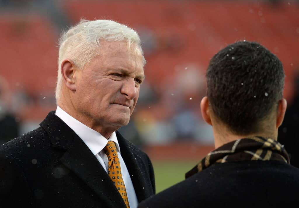 CLEVELAND, OH - JANUARY 3: Cleveland Browns owner Jimmy Haslam looks on prior to the game against the Pittsburgh Steelers at FirstEnergy Stadium on January 3, 2016 in Cleveland, Ohio
