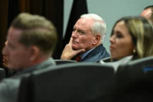 BEREA, OHIO - FEBRUARY 03: Managing and principal partner Jimmy Haslam of the Cleveland Browns looks on during a press conference introducing Todd Monken as the team's head coach at CrossCountry Mortgage Campus on February 03, 2026 in Berea, Ohio.