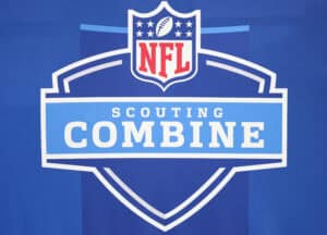 INDIANAPOLIS, INDIANA - FEBRUARY 26: A general view of signage during the 2026 NFL Scouting Combine at Lucas Oil Stadium on February 26, 2026 in Indianapolis, Indiana.