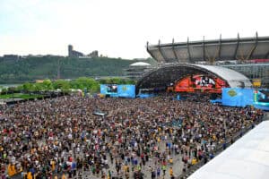 PITTSBURGH, PENNSYLVANIA - APRIL 24: A detailed view of the Fan Fest is seen during Round Two of the 2026 NFL Draft at Acrisure Stadium on April 24, 2026 in Pittsburgh, Pennsylvania.