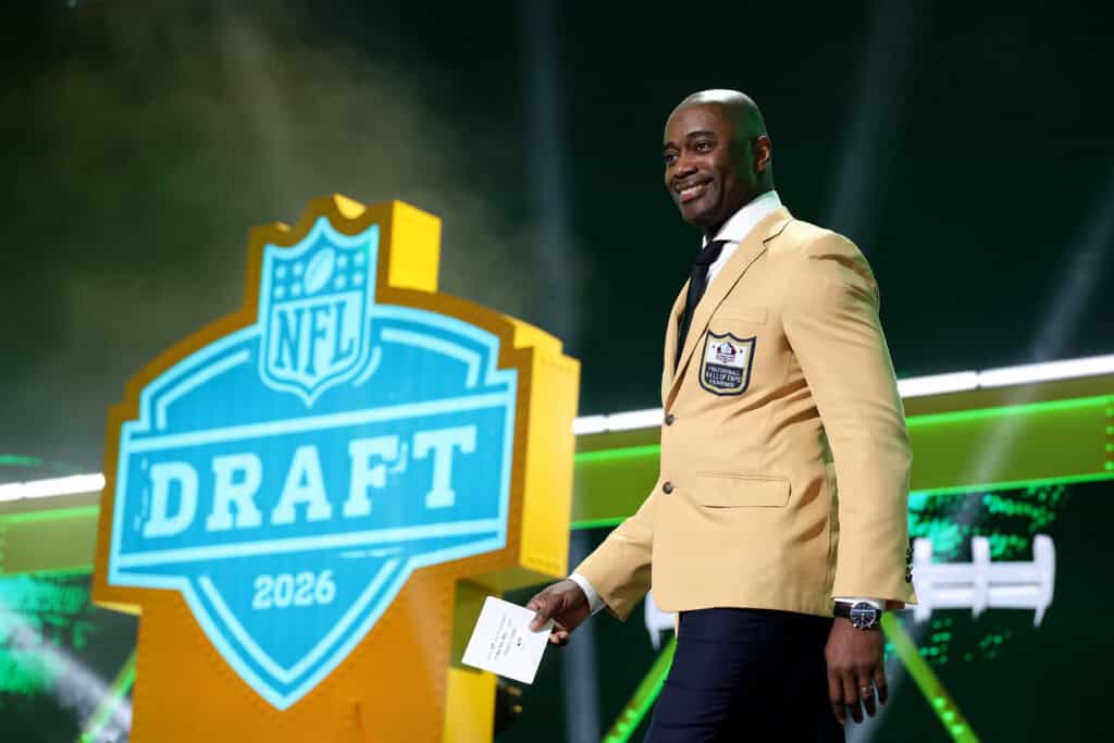 PITTSBURGH, PENNSYLVANIA - APRIL 24: Curtis Martin walks on stage during Round Two of the 2026 NFL Draft at Acrisure Stadium on April 24, 2026 in Pittsburgh, Pennsylvania.