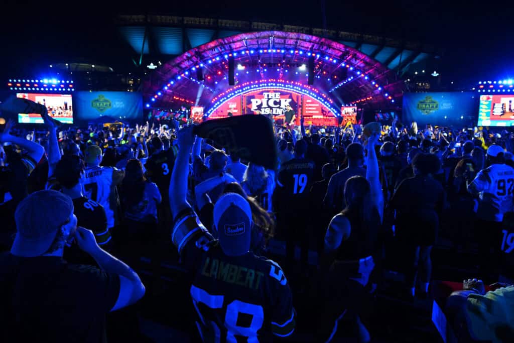 PITTSBURGH, PENNSYLVANIA - APRIL 24: A detailed view of the Fan Fest is seen during Round Two of the 2026 NFL Draft at Acrisure Stadium on April 24, 2026 in Pittsburgh, Pennsylvania.