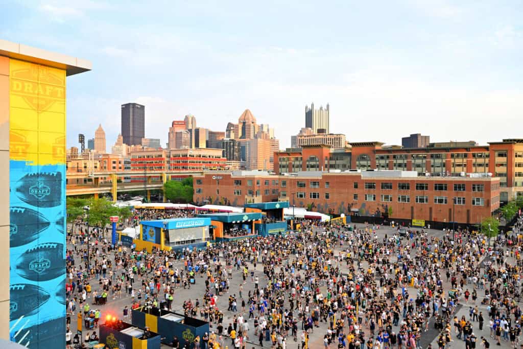PITTSBURGH, PENNSYLVANIA - APRIL 24: A detailed view of the Fan Fest is seen during Round Two of the 2026 NFL Draft at Acrisure Stadium on April 24, 2026 in Pittsburgh, Pennsylvania.