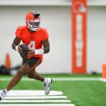 BEREA, OHIO - MAY 20: Deshaun Watson #4 of the Cleveland Browns looks to pass during the Cleveland Browns OTA Offseason Workouts at CrossCountry Mortgage Campus on May 20, 2026 in Berea, Ohio.
